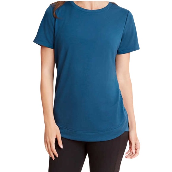 NWT DANSKIN Tunic Short Sleeve Tee Deep Teal - Picture 1 of 2